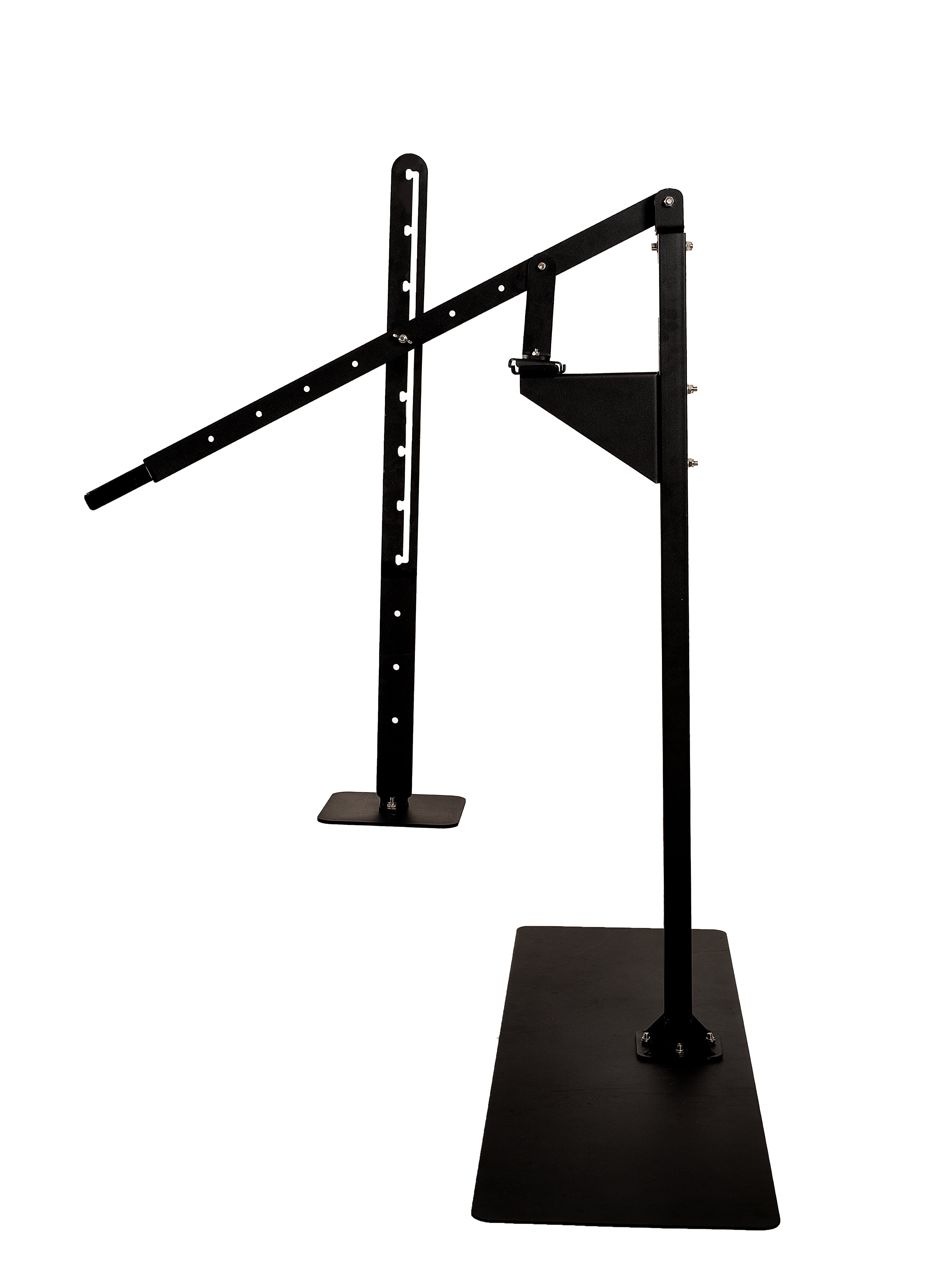 Close-up of the patent-pending 3-in-1 adjustable handle on the Manual Outdoor Trash Compactor, designed for can crushing and trash compaction