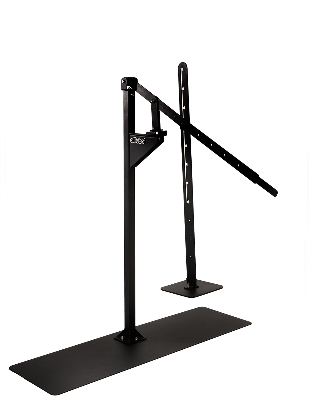 Manual outdoor trash compactor (patent pending) crushing a 12 oz can with its 3-in-1 adjustable handle in a garage setting.