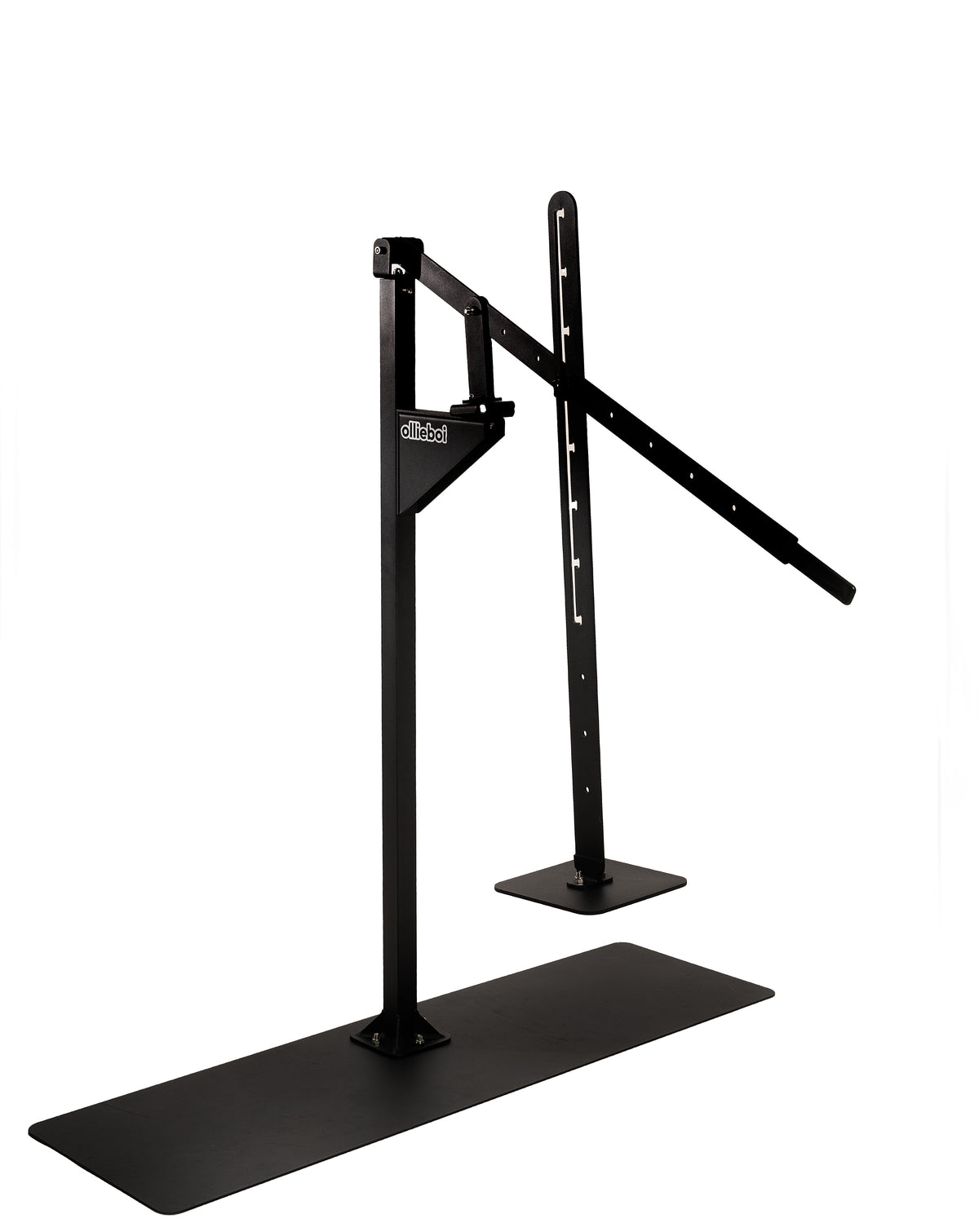 Manual outdoor trash compactor (patent pending) crushing a 12 oz can with its 3-in-1 adjustable handle in a garage setting.