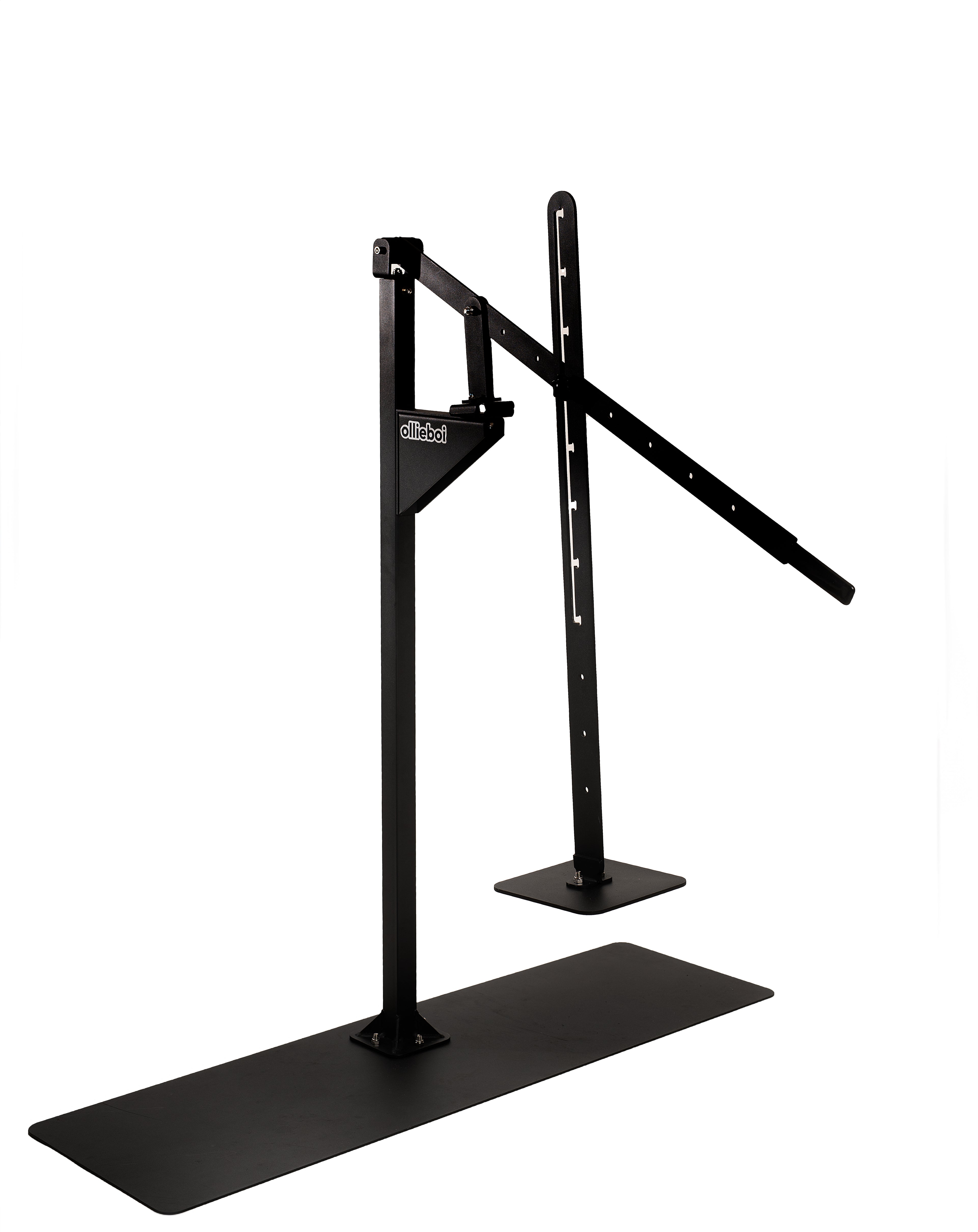 Manual outdoor trash compactor (patent pending) crushing a 12 oz can with its 3-in-1 adjustable handle in a garage setting.