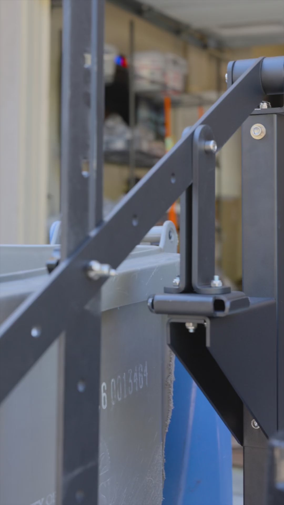 Manual Trash Compactor - Eco-Friendly Outdoors with heavy-duty steel lever arm mounted on a large outdoor bin. Ideal for sustainable waste control.